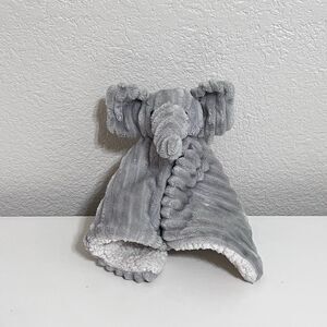 Mon Lapin Gray Elephant Security Blanket Lovey Plush Chenille Ribbed Sherpa